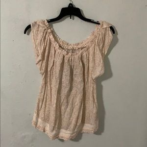 Off the shoulder tan top